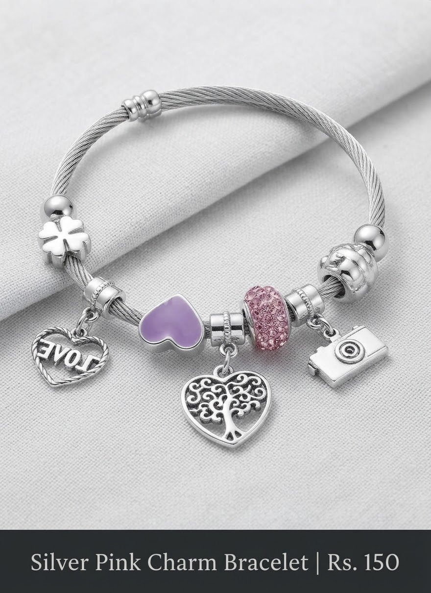jhilimile: Enchanting Silver Charm and Bead Designer Bracelet Collection - Image 2