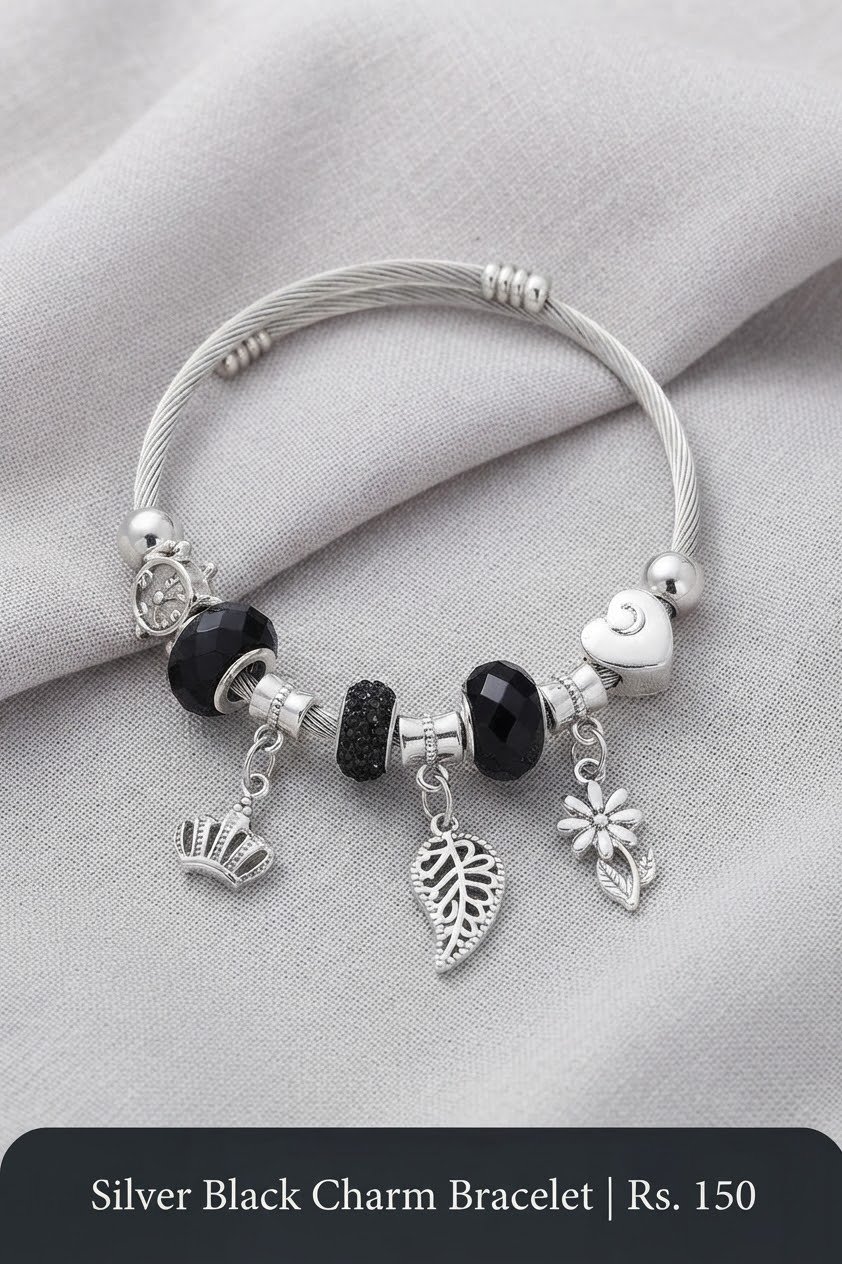 jhilimile: Enchanting Silver Charm and Bead Designer Bracelet Collection