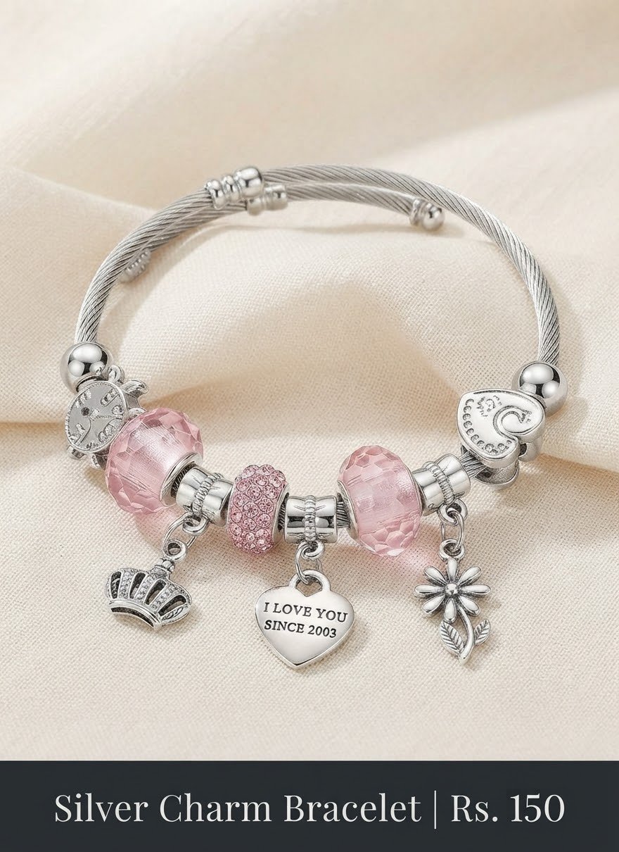 jhilimile: Enchanting Silver Charm and Bead Designer Bracelet Collection - Image 7