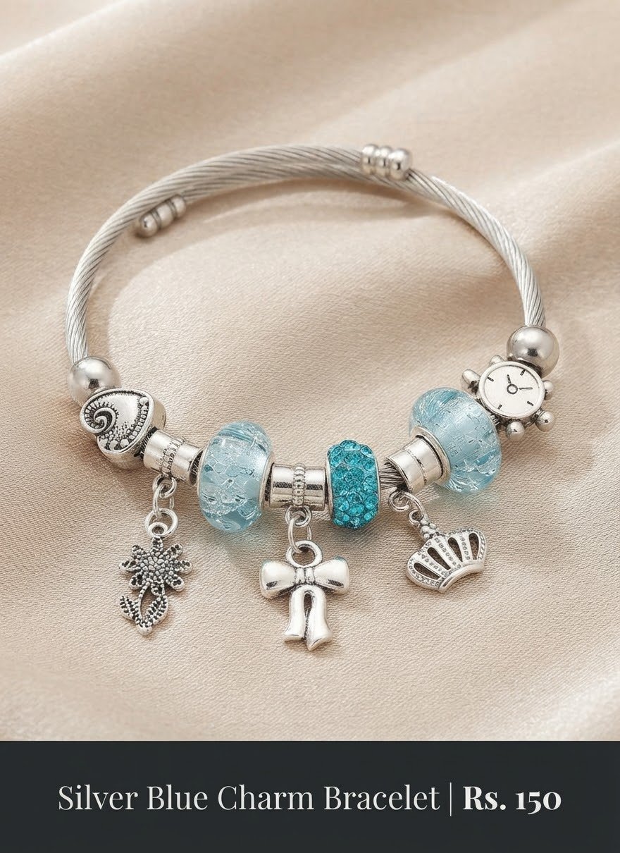 jhilimile: Enchanting Silver Charm and Bead Designer Bracelet Collection - Image 10
