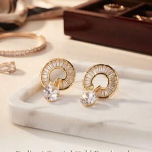Radiant Crystal Gold Earrings by Jhilimile International