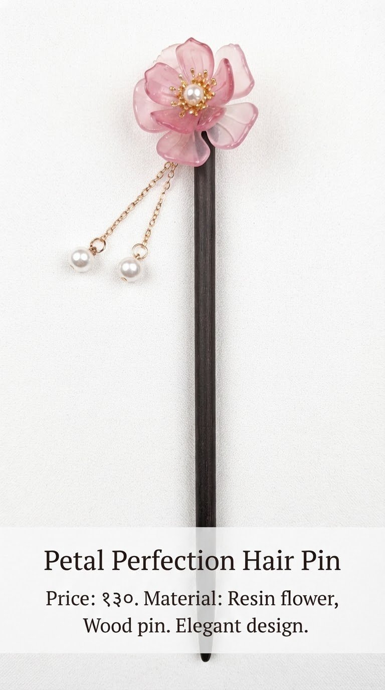 Floral Hair Stick with Pearl Tassel - Image 2