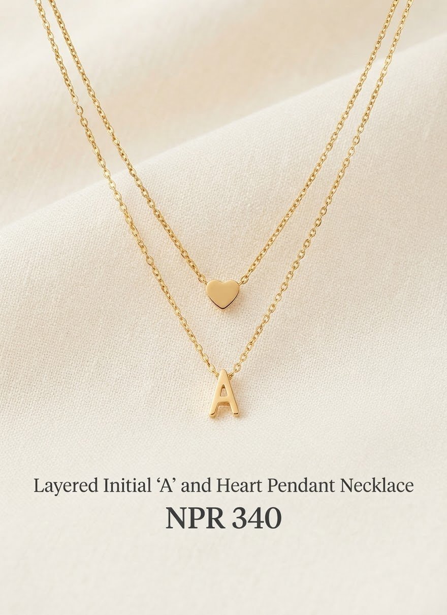 Trendy Gold Finish Initial and Bead Necklace - Image 2