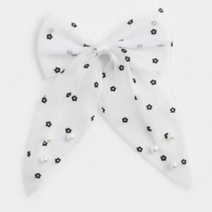 Elegant Satin and Floral Pearl Bow Hair Clip Collection