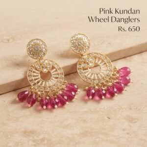 Geometric Kundan Pearl Drop Earrings