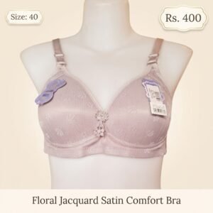 Floral Jacquard Satin Comfort Bra