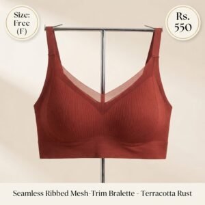 Seamless Ribbed Mesh-Trim Bralette variant sized & colours bar Collection (Copy)