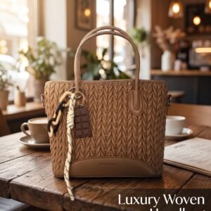 Luxury Woven Quilted PU Leather Tote Handbag