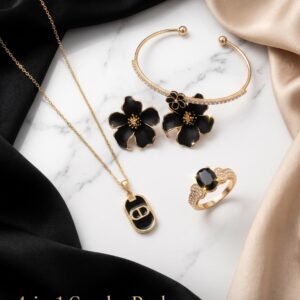 Black and Gold Luxury 4-in-1 Festive Jewelry Combo Set